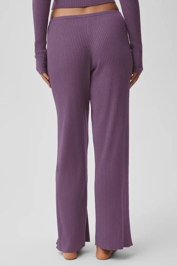 Pantaloni a gamba larga Unwind in maglione, vita media - Plum Kiss