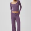 Pantaloni a gamba larga Unwind in maglione, vita media - Plum Kiss