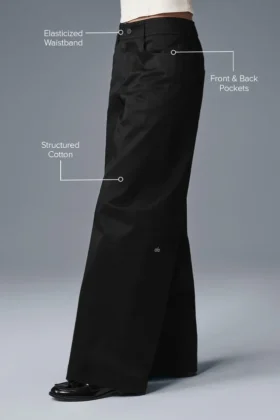 Pantaloni a gamba larga Wanderlust – Nero