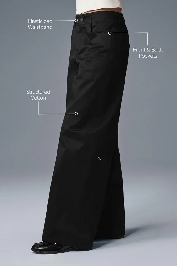 Pantaloni a gamba larga Wanderlust - Nero