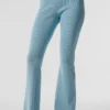 Pantaloni a zampa d’elefante in maglia denim High-Waist - Blu celeste/Blu celeste scuro