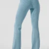 Pantaloni a zampa d’elefante in maglia denim High-Waist - Blu celeste/Blu celeste scuro