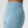 Pantaloni a zampa d’elefante in maglia denim High-Waist - Blu celeste/Blu celeste scuro