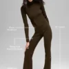Pantaloni a zampa d’elefante in maglia denim High-Waist - Espresso/Nero