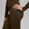 Pantaloni a zampa d’elefante in maglia denim High-Waist - Espresso/Nero