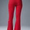 Pantaloni a zampa d’elefante in maglia denim High-Waist - Rosso intenso/Rosso intenso scuro