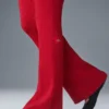 Pantaloni a zampa d’elefante in maglia denim High-Waist - Rosso intenso/Rosso intenso scuro