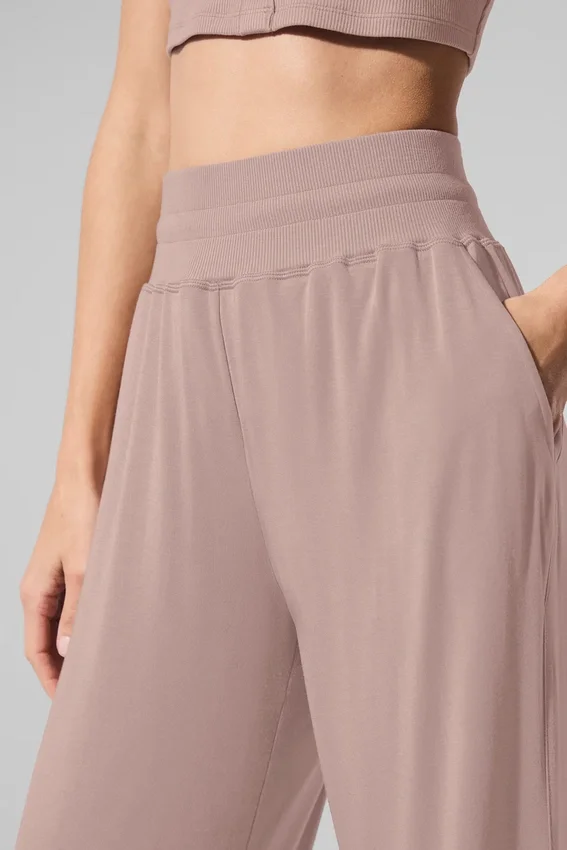 Pantaloni a zampa delicati e semi-trasparenti per il tempo libero - Taupe