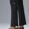 Pantaloni a zampa in maglia denim High-Waist - Nero/Antracite