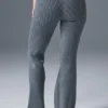 Pantaloni a zampa in maglia di denim High-Waist - Grigio acciaio/Antracite