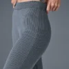 Pantaloni a zampa in maglia di denim High-Waist - Grigio acciaio/Antracite