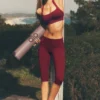 Pantaloni capri a vita bassa con orlo ripiegato Alo Softsculpt - Rosso Summer Romance