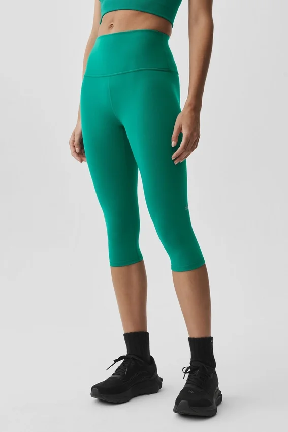 Pantaloni capri High-Waist Airbrush da 16" - Emerald Isle