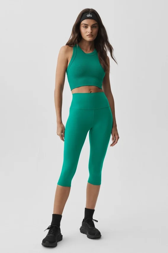 Pantaloni capri High-Waist Airbrush da 16" - Emerald Isle