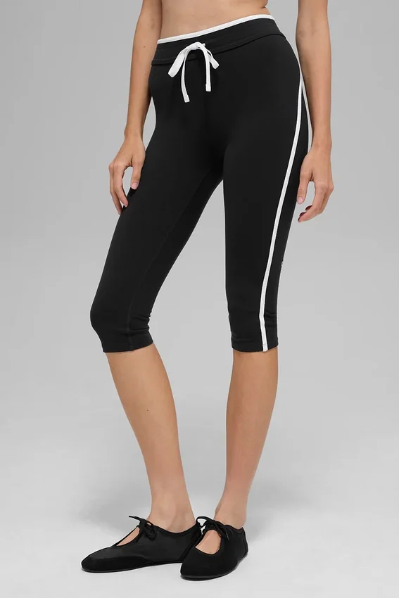 Pantaloni capri High-Waist Airbrush Race Pace - Nero/Bianco