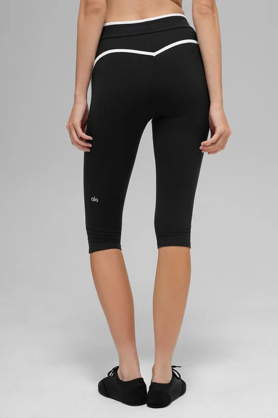 Pantaloni capri High-Waist Airbrush Race Pace - Nero/Bianco