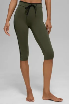 Pantaloni capri High-Waist Airbrush Race Pace - Verde oliva/Nero