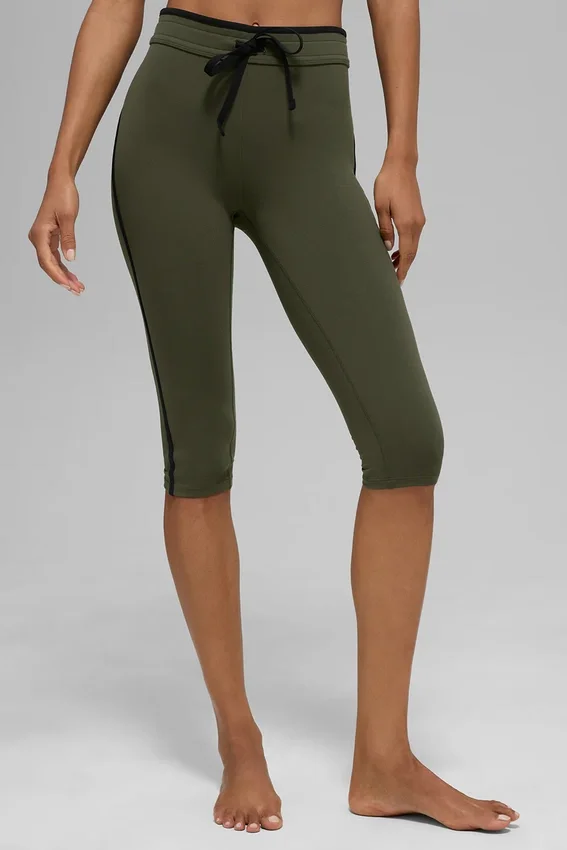 Pantaloni capri High-Waist Airbrush Race Pace - Verde oliva/Nero