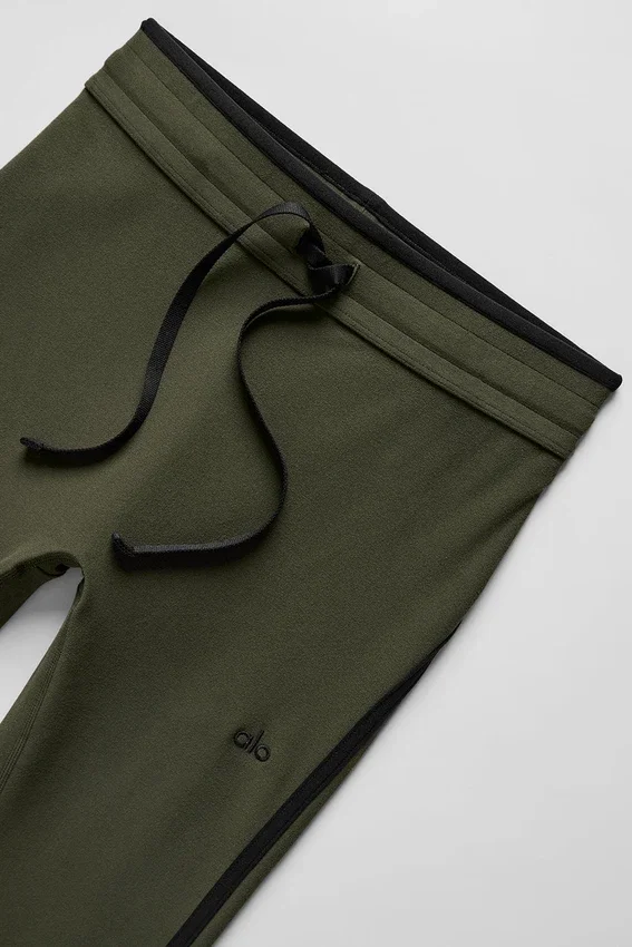Pantaloni capri High-Waist Airbrush Race Pace - Verde oliva/Nero