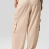 Pantaloni cargo a gamba larga Linen Getaway - Macadamia