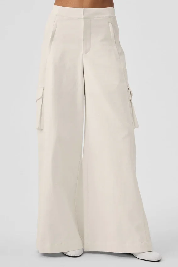 Pantaloni cargo a gamba larga (lunghi) - Avorio