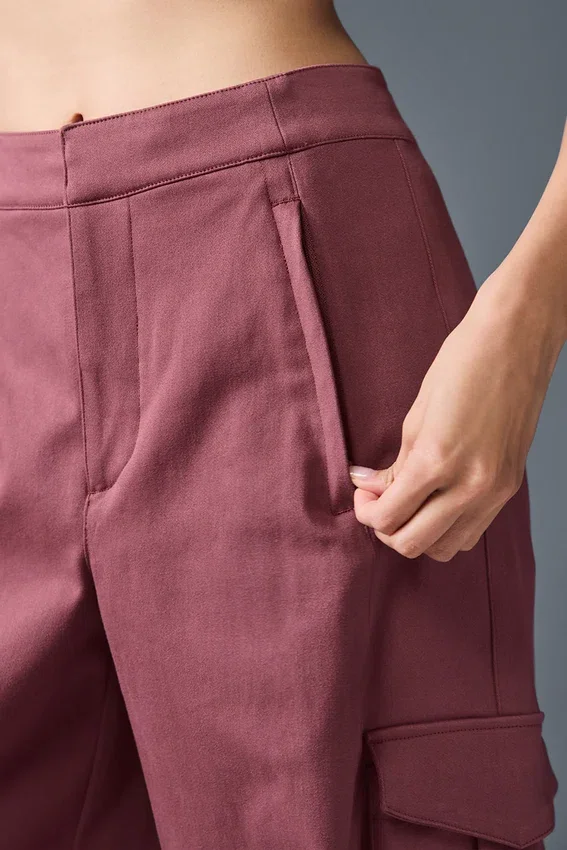 Pantaloni cargo a gamba larga (lunghi) - Borgogna tartufo