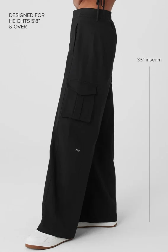 Pantaloni cargo a gamba larga (lunghi) - Nero