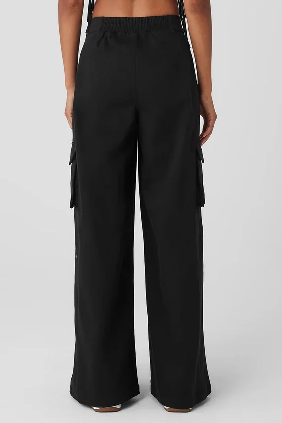 Pantaloni cargo a gamba larga (lunghi) - Nero