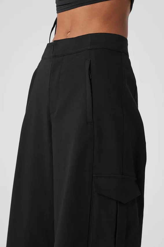 Pantaloni cargo a gamba larga (lunghi) - Nero