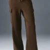 Pantaloni cargo High-Waist in maglia Scholar - Espresso