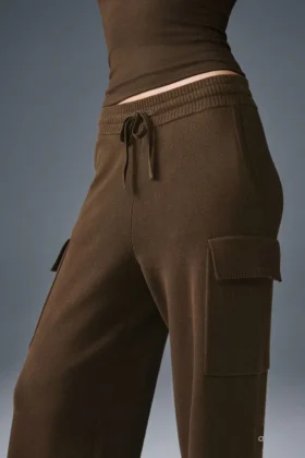 Pantaloni cargo High-Waist in maglia Scholar – Espresso