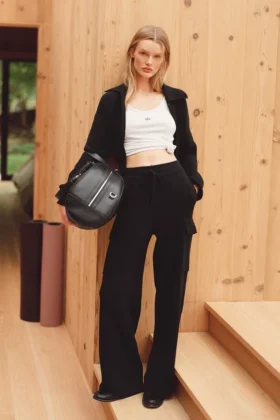 Pantaloni cargo High-Waist in maglia Scholar - Nero