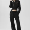Pantaloni cargo High-Waist in maglia Scholar - Nero