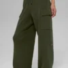 Pantaloni cargo High-Waist in maglia Scholar - Verde oliva