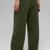 Pantaloni cargo High-Waist in maglia Scholar - Verde oliva
