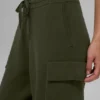 Pantaloni cargo High-Waist in maglia Scholar - Verde oliva