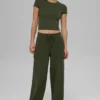 Pantaloni cargo High-Waist in maglia Scholar - Verde oliva