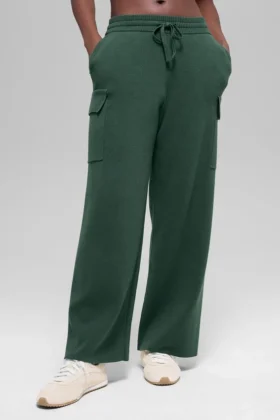 Pantaloni cargo High-Waist in maglia Scholar - Verde trifoglio