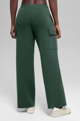 Pantaloni cargo High-Waist in maglia Scholar – Verde trifoglio