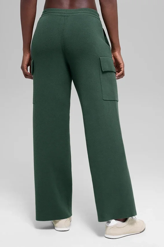 Pantaloni cargo High-Waist in maglia Scholar - Verde trifoglio