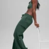 Pantaloni cargo High-Waist in maglia Scholar - Verde trifoglio