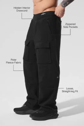 Pantaloni cargo in pile polare Ridge – Nero