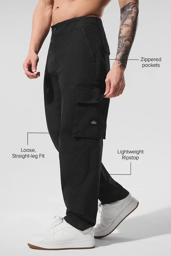 Pantaloni cargo in tessuto ripstop - Nero