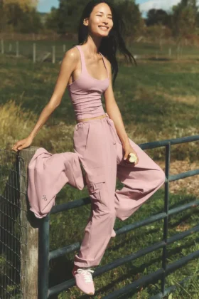 Pantaloni cargo Megastar a vita bassa - Rosa vintage