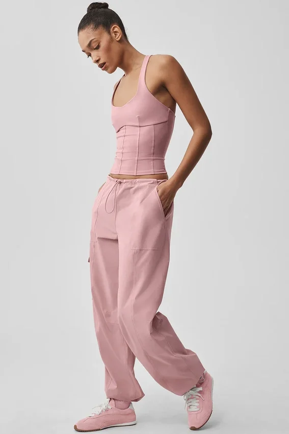 Pantaloni cargo Megastar a vita bassa - Rosa vintage