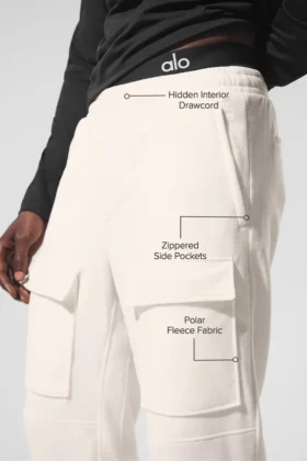 Pantaloni cargo Ridge in pile polare – Avorio