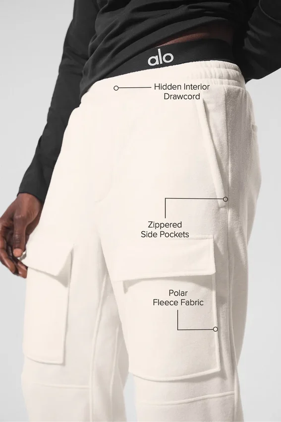 Pantaloni cargo Ridge in pile polare - Avorio