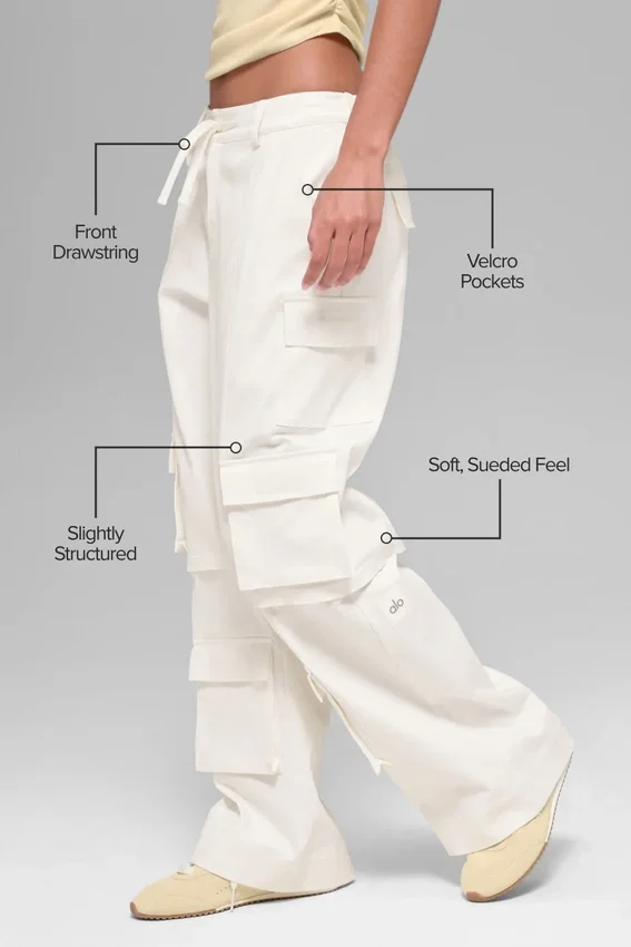 Pantaloni cargo Scout a vita media - Avorio