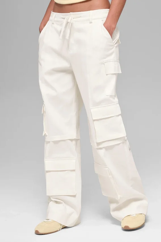 Pantaloni cargo Scout a vita media - Avorio