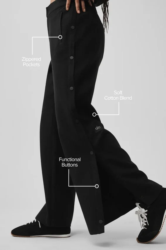 Pantaloni Cosmopolitan a vita media con bottoni a pressione - Nero